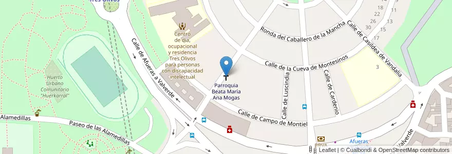 Mapa de ubicacion de Parroquia Beata María Ana Mogas en Espagne, Communauté De Madrid, Communauté De Madrid, Área Metropolitana De Madrid Y Corredor Del Henares, Madrid.