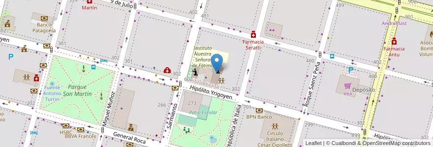 Mapa de ubicacion de Parroquia de la Sagrada Familia en Аргентина, Чили, Рио-Негро, Cipolletti, Departamento General Roca.