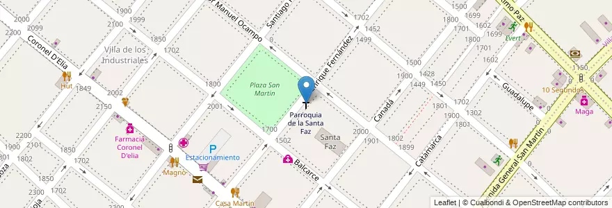 Mapa de ubicacion de Parroquia de la Santa Faz en Arjantin, Buenos Aires, Partido De Lanús, Lanús Oeste.