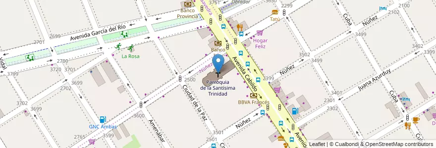 Mapa de ubicacion de Parroquia de la Santísima Trinidad, Nuñez en Arjantin, Ciudad Autónoma De Buenos Aires, Buenos Aires, Comuna 13.
