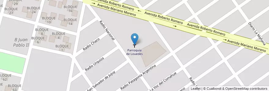 Mapa de ubicacion de Parroquía de Louedes en アルゼンチン, サルタ州, Capital, Municipio De Salta, Salta.