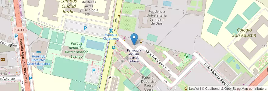 Mapa de ubicacion de Parroquia de San Juan de Ribera en Espanha, Castela E Leão, Salamanca, Campo De Salamanca, Salamanca.