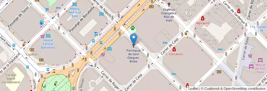 Mapa de ubicacion de Parròquia de Sant Oleguer, Bisbe en Spagna, Catalunya, Barcelona, Barcelonès, Barcelona.