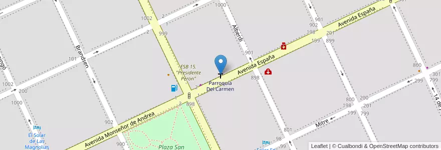Mapa de ubicacion de Parroquia Del Carmen en 阿根廷, 布宜诺斯艾利斯省, Partido De Tandil, Tandil.