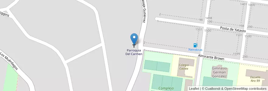 Mapa de ubicacion de Parroquia Del Carmen en アルゼンチン, チリ, リオネグロ州, Departamento Bariloche, Municipio De San Carlos De Bariloche, San Carlos De Bariloche.