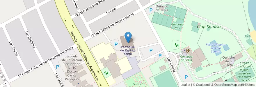 Mapa de ubicacion de Parroquia del Espíritu Santo en Arjantin, Buenos Aires, Partido De San Nicolás, San Nicolás De Los Arroyos.
