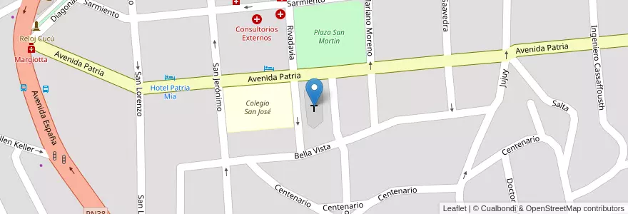Mapa de ubicacion de Parroquia Del Santísimo Sacramento en 阿根廷, Córdoba, Departamento Punilla, Pedanía San Antonio, Municipio De La Falda.