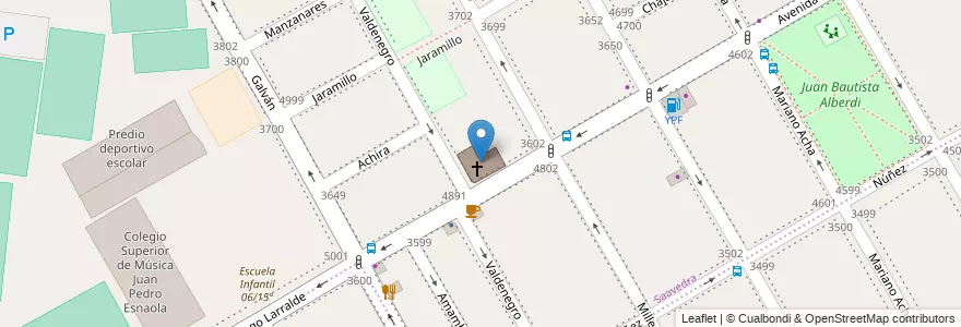 Mapa de ubicacion de Parroquia Dulcísimo de Jesus, Saavedra en Аргентина, Буэнос-Айрес, Comuna 12, Буэнос-Айрес.