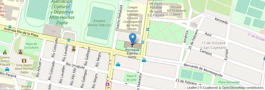 Mapa de ubicacion de Parroquia Espíritu Santo en آرژانتین, Jujuy, Departamento Palpalá, Municipio De Palpalá.