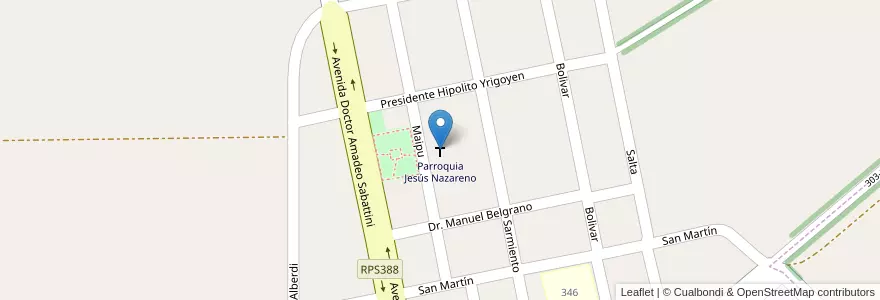 Mapa de ubicacion de Parroquia Jesús Nazareno en Argentina, Córdoba, Departamento Tercero Arriba, Pedanía Zorros, Comuna De Los Zorros.