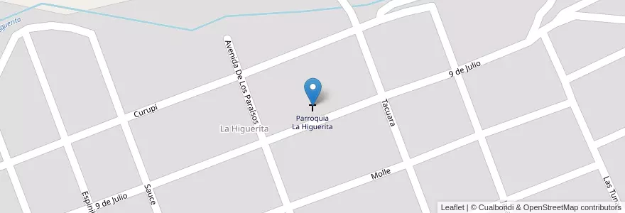 Mapa de ubicacion de Parroquia La Higuerita en 阿根廷, Córdoba, Departamento Punilla, Pedanía San Antonio, Municipio De Villa Giardino, Villa Giardino.