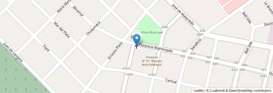 Mapa de ubicacion de Parroquia "Madre de Dios" en Arjantin, Buenos Aires, Partido De Hurlingham, Villa Tesei.