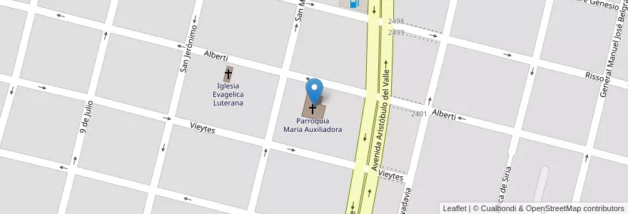 Mapa de ubicacion de Parroquia Maria Auxiliadora en الأرجنتين, سانتا في, إدارة العاصمة, سانتا في العاصمة, سانتا في.