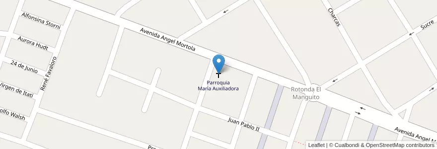 Mapa de ubicacion de Parroquia María Auxiliadora en アルゼンチン, コリエンテス州, Departamento Bella Vista, Municipio De Bella Vista.