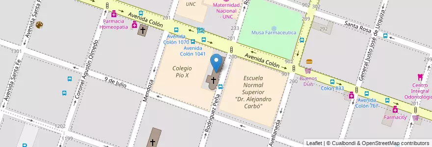 Mapa de ubicacion de Parroquia María Auxiliadora en Arjantin, Córdoba, Departamento Capital, Pedanía Capital, Córdoba, Municipio De Córdoba.
