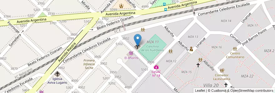Mapa de ubicacion de Parroquia María Madre de la Esperanza, Villa Lugano en الأرجنتين, Ciudad Autónoma De Buenos Aires, Buenos Aires, Comuna 8.