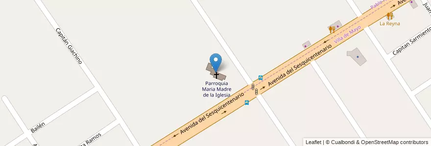 Mapa de ubicacion de Parroquia Maria Madre de la Iglesia en アルゼンチン, ブエノスアイレス州, Partido De Malvinas Argentinas, Pablo Nogués.