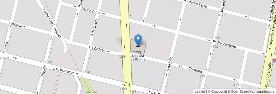 Mapa de ubicacion de Parroquia Ntra Sra de Fátima en آرژانتین, سانتافه, Departamento La Capital, Santa Fe Capital, سانتافه.
