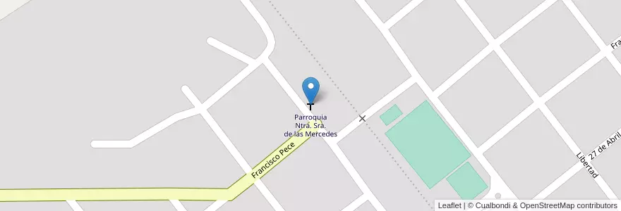 Mapa de ubicacion de Parroquia Ntra. Sra. de las Mercedes en アルゼンチン, サンティアゴ・デル・エステロ州, Departamento Jiménez.