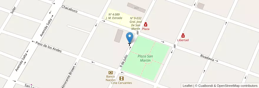 Mapa de ubicacion de Parroquia Ntra Sra del Carmen en Argentina, Chile, Mendoza, Departamento San Martín, Distrito Ciudad De San Martín.