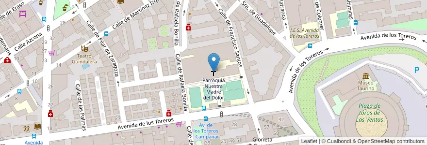 Mapa de ubicacion de Parroquia Nuestra Madre del Dolor en Spanje, Comunidad De Madrid, Comunidad De Madrid, Área Metropolitana De Madrid Y Corredor Del Henares, Madrid.