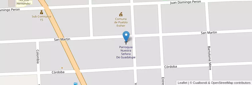 Mapa de ubicacion de Parroquia Nuestra Señora De Guadalupe en Argentina, Santa Fe, Departamento Rosario, Municipio De Pueblo Esther.