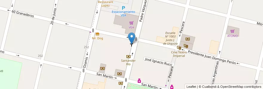 Mapa de ubicacion de Parroquia Nuestra Señora de la Candelaria en Argentina, Cile, Mendoza, Departamento Maipú, Distrito Ciudad De Maipú, Maipú.