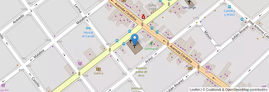 Mapa de ubicacion de Parroquia Nuestra Señora de la Consolación, Villa Crespo en آرژانتین, Ciudad Autónoma De Buenos Aires, Buenos Aires, Comuna 15.