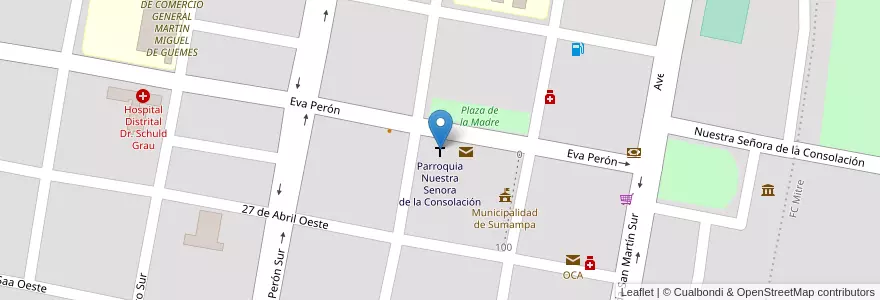 Mapa de ubicacion de Parroquia Nuestra Senora de la Consolación en Argentina, Santiago Del Estero, Departamento Quebrachos, Sumampa.