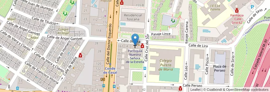 Mapa de ubicacion de Parroquia Nuestra Señora de la Estrella en 西班牙, Comunidad De Madrid, Comunidad De Madrid, Área Metropolitana De Madrid Y Corredor Del Henares, Madrid.
