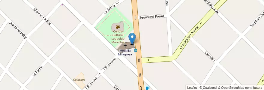 Mapa de ubicacion de Parroquia Nuestra Señora de la Medalla Milagrosa en Argentina, Provincia Di Buenos Aires, Partido De Hurlingham, Villa Tesei.