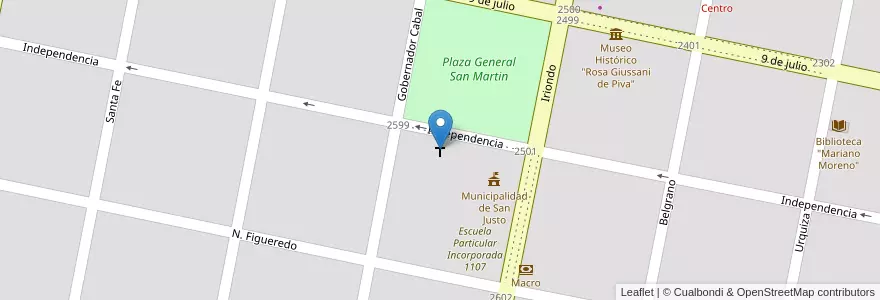 Mapa de ubicacion de Parroquia Nuestra Señora de la Merced en آرژانتین, سانتافه, Departamento San Justo, Municipio De San Justo, San Justo.
