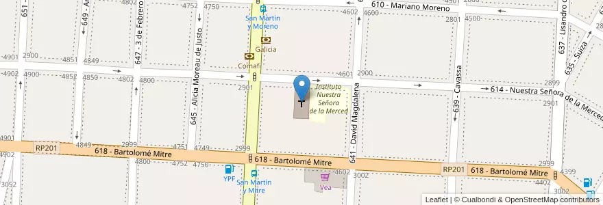 Mapa de ubicacion de Parroquia Nuestra Señora de la Merced en 阿根廷, 布宜诺斯艾利斯省, Partido De Tres De Febrero, Caseros.