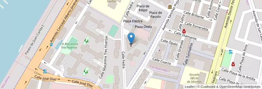 Mapa de ubicacion de Parroquia Nuestra señora de la Salud en スペイン, アンダルシア州, Sevilla, セビリア.