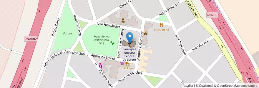 Mapa de ubicacion de Parroquia Nuestra Señora de Loreto en Arjantin, Buenos Aires, Partido De Ezeiza, Aeropuerto Internacional Ezeiza.