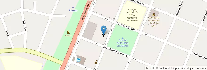 Mapa de ubicacion de Parroquia Nuestra Señora de Loreto en 아르헨티나, Santiago Del Estero, Departamento Loreto, Loreto.