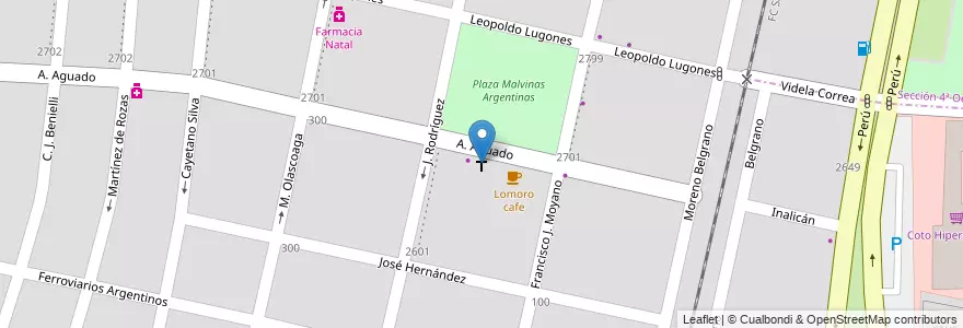 Mapa de ubicacion de Parroquia Nuestra Señora de Lourdes en Argentinië, Chili, Mendoza, Departamento Capital, Ciudad De Mendoza.
