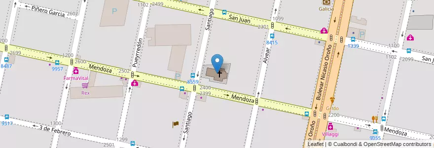 Mapa de ubicacion de Parroquia Nuestra Señora de Lourdes en Argentina, Santa Fe, Departamento Rosario, Municipio De Rosario, Rosario.