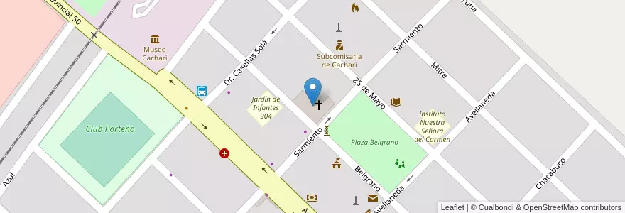 Mapa de ubicacion de Parroquia Nuestra Señora de Luján en Arjantin, Buenos Aires, Partido De Azul.