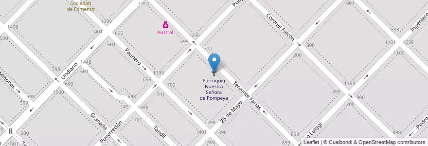 Mapa de ubicacion de Parroquia Nuestra Señora de Pompeya en Arjantin, Buenos Aires, Partido De Bahía Blanca, Bahía Blanca.