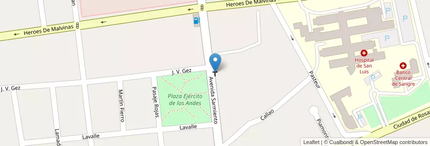 Mapa de ubicacion de Parroquia Nuestra Señora del Carmen en 아르헨티나, San Luis, Juan Martín De Pueyrredón, Municipio De San Luis, San Luis.