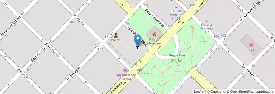 Mapa de ubicacion de Parroquia Nuestra Señora del Carmen en Argentinië, Buenos Aires, Partido De Tres Arroyos, Tres Arroyos.
