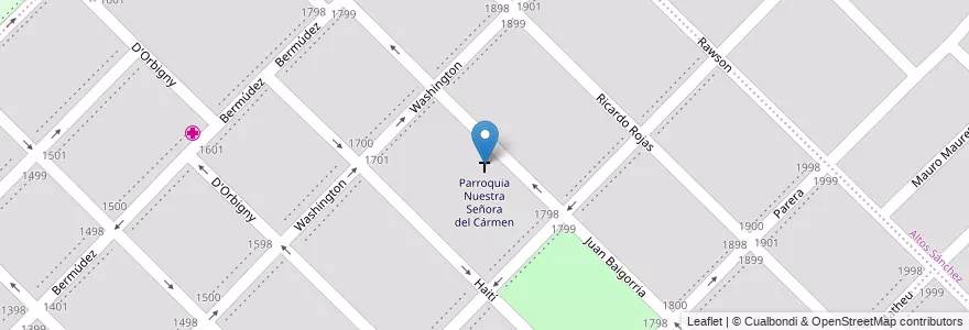 Mapa de ubicacion de Parroquia Nuestra Señora del Cármen en Arjantin, Buenos Aires, Partido De Bahía Blanca, Bahía Blanca.