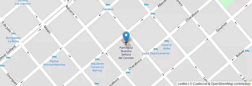 Mapa de ubicacion de Parroquia Nuestra Señora del Carmen en Argentina, Entre Ríos, Departamento Colón, Distrito Primero, Colón.