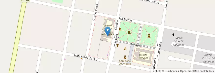 Mapa de ubicacion de Parroquia Nuestra Señora del Carmen en Argentina, San Juan, Cile, Angaco.