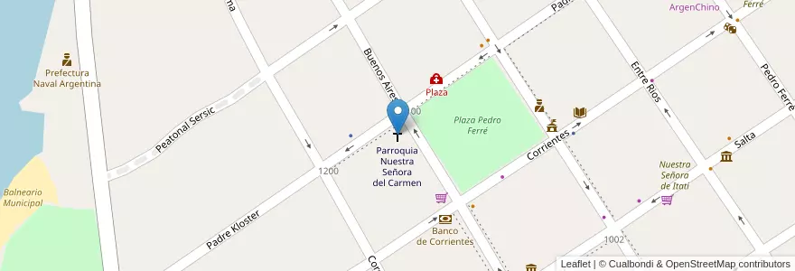 Mapa de ubicacion de Parroquia Nuestra Señora del Carmen en Argentinien, Corrientes, Departamento Bella Vista, Municipio De Bella Vista.
