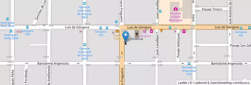 Mapa de ubicacion de Parroquia Nuestra Señora del Carmen en 阿根廷, Córdoba, Departamento Capital, Pedanía Capital, Córdoba, Municipio De Córdoba.