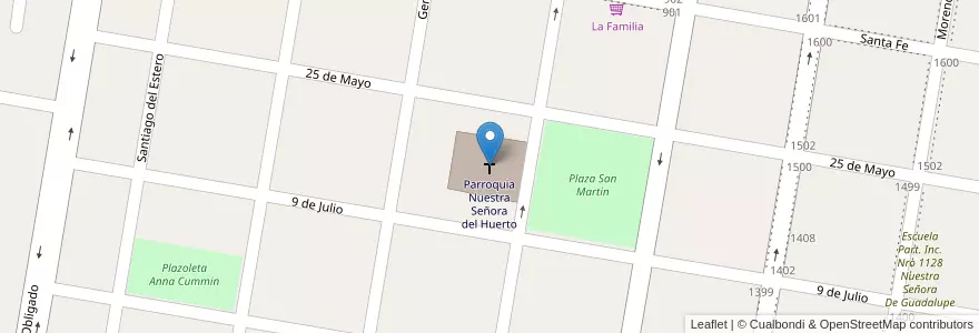 Mapa de ubicacion de Parroquia Nuestra Señora del Huerto en Argentina, Santa Fe, Departamento General Obligado, Municipio De Malabrigo.