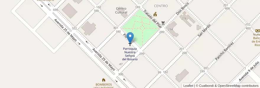 Mapa de ubicacion de Parroquia Nuestra Señora del Rosario en 阿根廷, 恩特雷里奥斯省, Departamento Federación, Distrito Mandisoví, Villa Del Rosario.