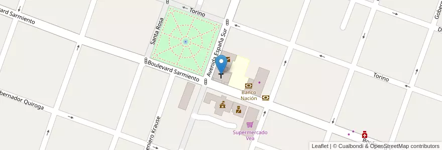 Mapa de ubicacion de Parroquia Nuestra Señora del Rosario de Andacollo en Arjantin, San Juan, Şili, Rawson.